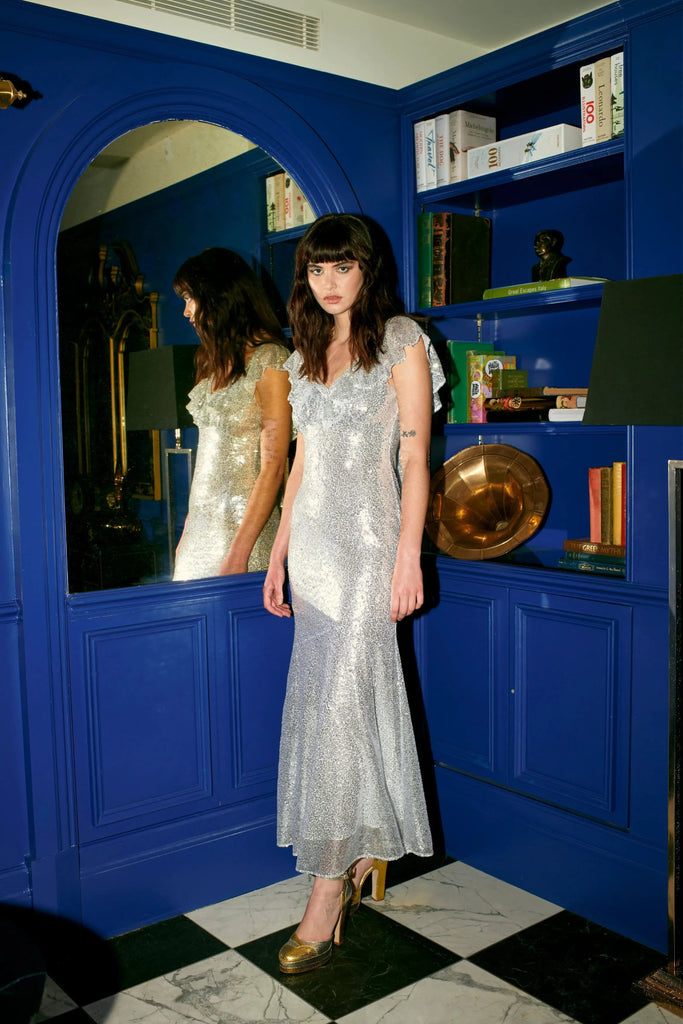 RENT Olivia Rubin Rex Silver Sequin Maxi Dress (RRP £395) - Rent Now from One Hit Wonders