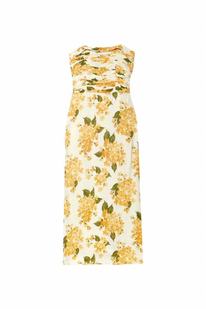 RENT Reformation Lore ruched floral-print georgette midi dress (RRP £248) - Rent Now from One Hit Wonders
