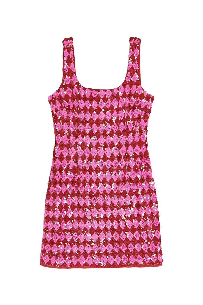 RENT River Island Pink Check Sequin Mini Dress (RRP £90) - Rent Now from One Hit Wonders