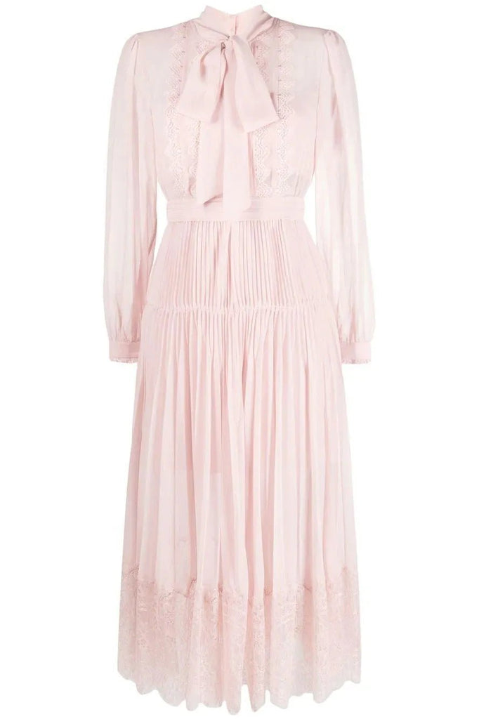 RENT Self Portrait Pale Pink Chiffon Trimmed Midi Dress (RRP £320) - Rent Now from One Hit Wonders
