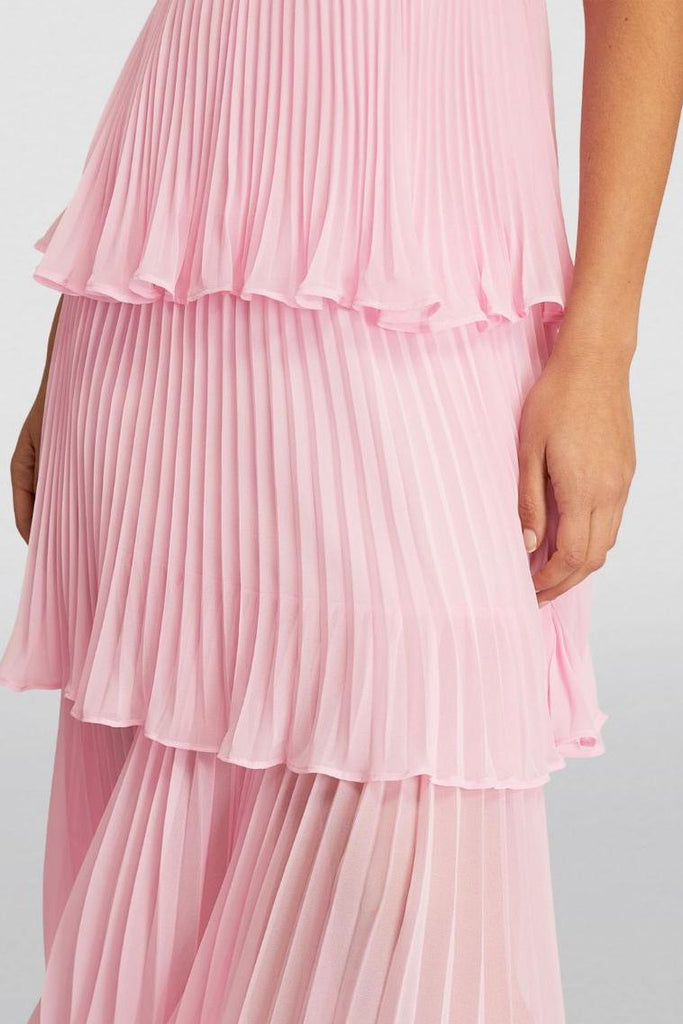 RENT Self Portrait Pink Chiffon Tiered Midi Dress (RRP £380) - Rent Now from One Hit Wonders