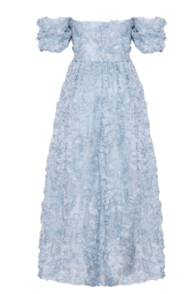 RENT True Decadence Amelia Blue Applique Floral Bardot Midaxi Skater Dress (RRP £190) - Rent Now from One Hit Wonders