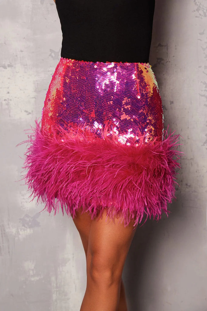 Rent Nadine Merabi Roxy pink sequin skirt from One Hit Wonders for 3-10 days. No hidden fees or costs, one price for everything including return postage. Rent Nadine Merabi for your next party outfit or New Year's Eve occasion.