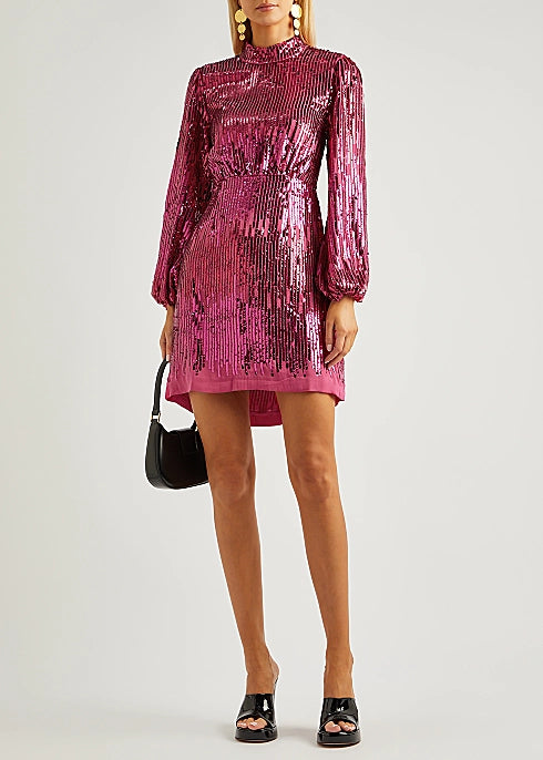 Rent Rixo | Dress Rentals UK | Hot Pink Sequin Dress | London