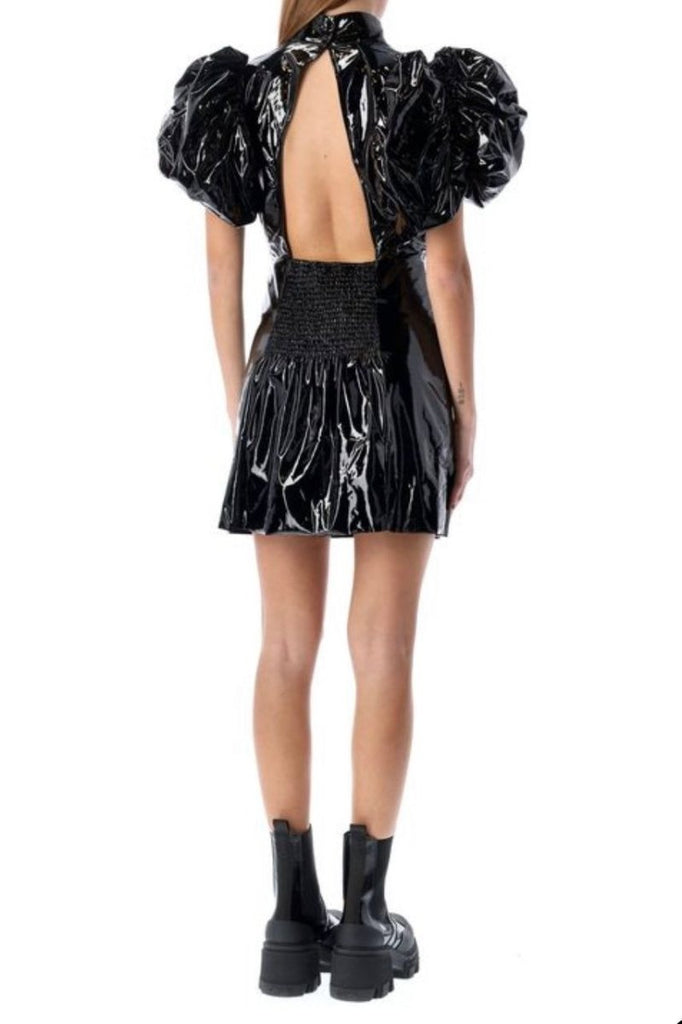 Rent RENT Rotate Birger Christensen Dusk Cutout Patent - Pu Mini Dress (RRP £220) – designer dress hire in UK sizes 8–16 from One Hit Wonders